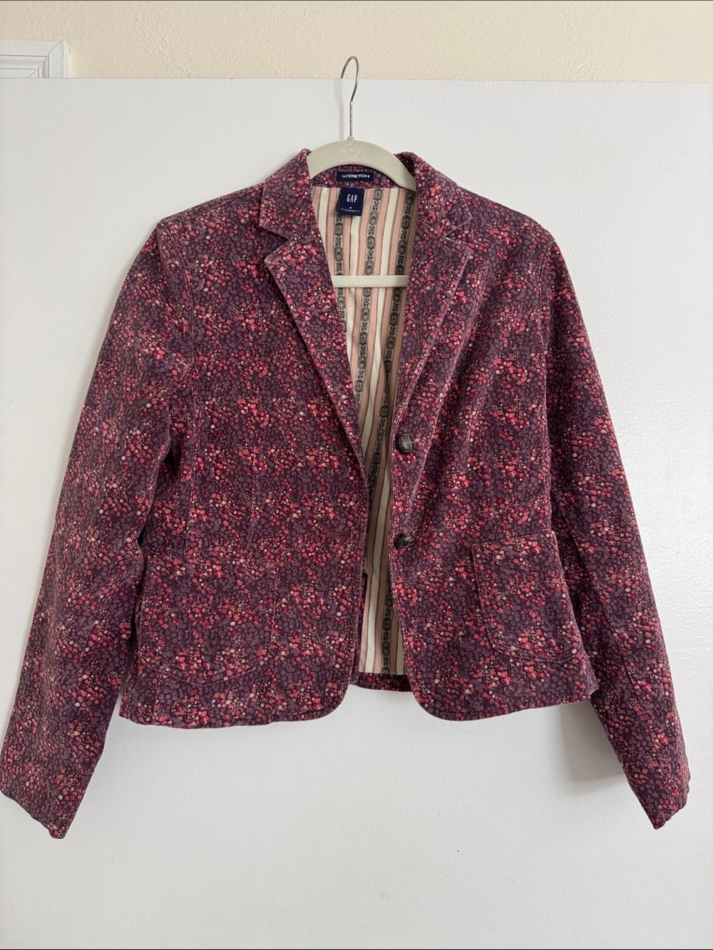 GAP Women's Burgundy-Pink Floral Tailored Blazer
